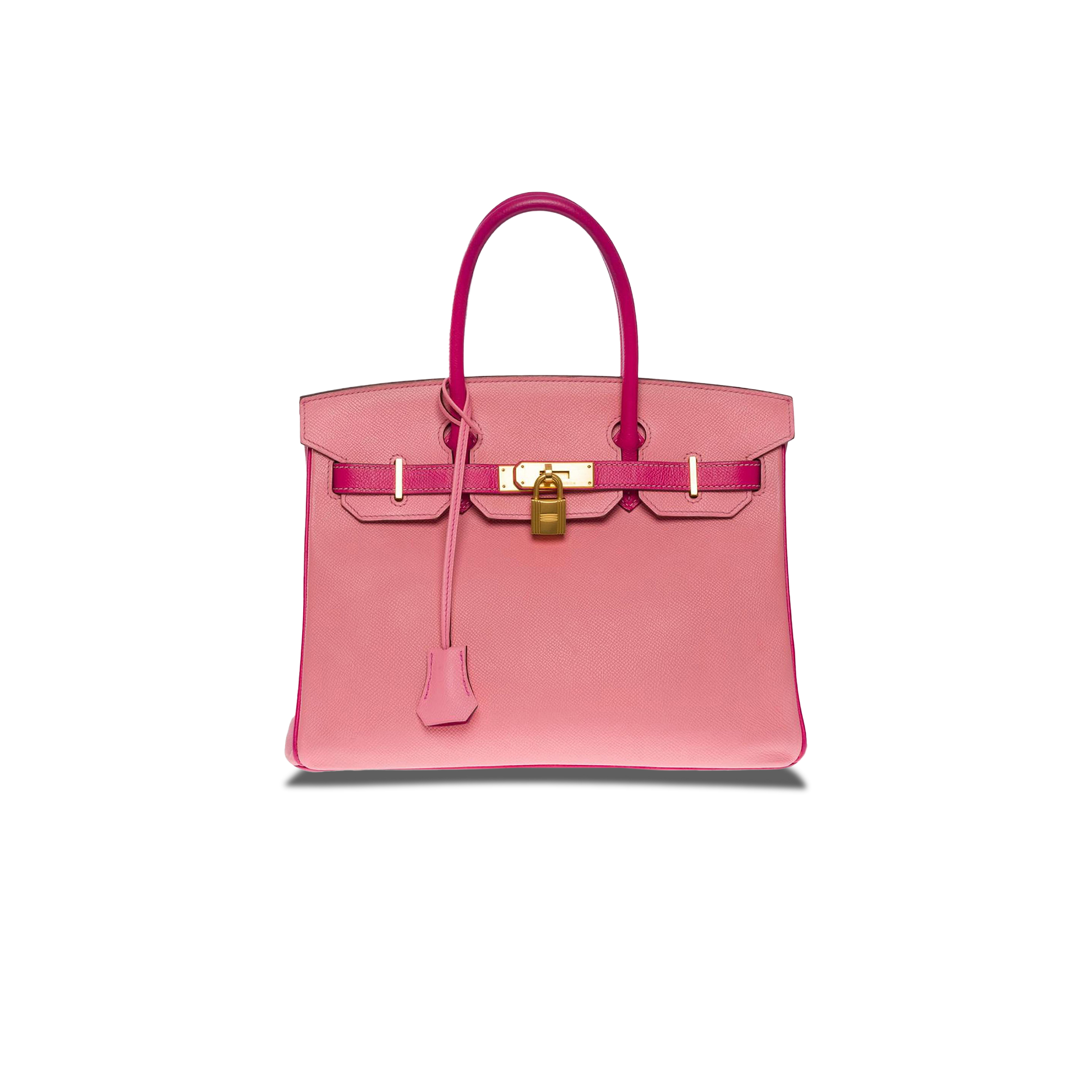 HERMES BIRKIN 30 TOGO LEATHER CHERRY PINK AND PEACH HORSESHOE ENGRAVED GOLD BUCKLE HANDBAG 101220 (30*23*15cm)